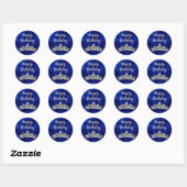 Koninklijke Blauwe Pintborstel en Zilveren Kroonda Ronde Sticker (Vel)