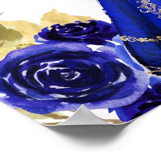 Koninklijke Blauwe Prinses Floral Quinceañera Verj Poster (Hoek)