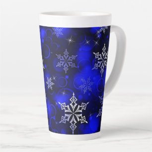 Koninklijke Blauwe Sneeuwvlok Motief Latte Mok