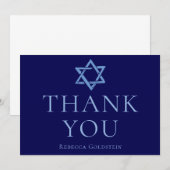 Koninklijke Blauwe Ster van David Bar Mitswa Bedankkaart (Voorkant / Achterkant)