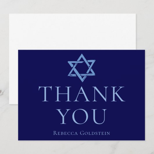 Koninklijke Blauwe Ster van David Bar Mitswa Bedankkaart (Voorkant / Achterkant)