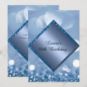 Koninklijke blauwe verjaardag online aangepaste el kaart (Voorkant / Achterkant)