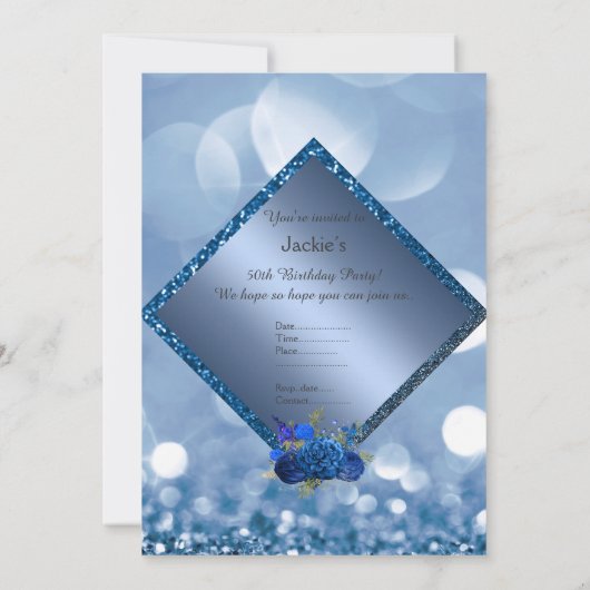 Koninklijke blauwe verjaardag online speciale bloe kaart (Achterkant)