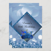 Koninklijke blauwe verjaardag online speciale bloe kaart (Voorkant / Achterkant)