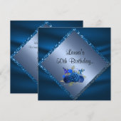 Koninklijke blauwe verjaardag online speciale bloe kaart (Voorkant / Achterkant)