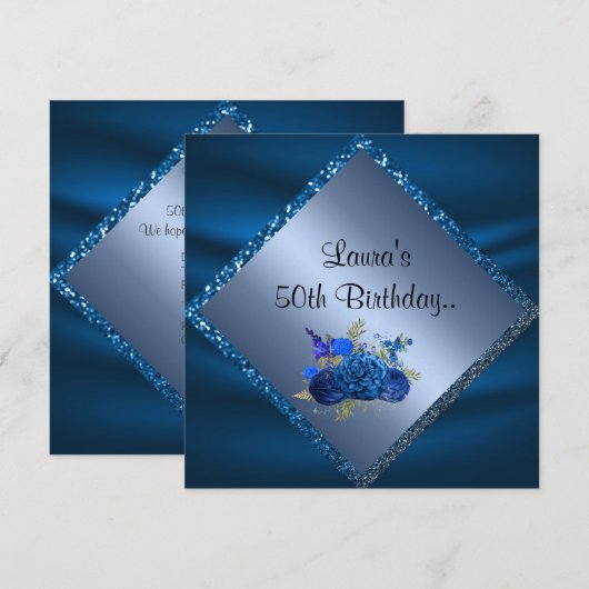 Koninklijke blauwe verjaardag online speciale bloe kaart (Voorkant / Achterkant)