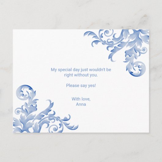 Koninklijke Blauwe Vlaanderen... ben je mijn Bride Uitnodiging Briefkaart (Achterkant)