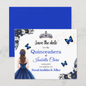 Koninklijke Blauwe Vlinder Quinceañera Bewaar de D (Voorkant / Achterkant)