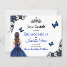 Koninklijke Blauwe Vlinder Quinceañera Bewaar de D