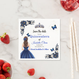 Koninklijke Blauwe Vlinder Quinceañera Bewaar de D Servet