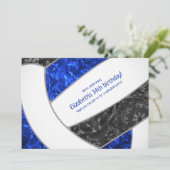 koninklijke blauwe volleybalverjaardag of teamfees kaart (Staand voorkant)