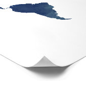 Koninklijke Blauwe Waterverf Wereldkaart Poster (Hoek)