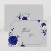 Koninklijke Blauwe Witte Bloemen Geometrisch Dank  Bedankkaart (Voorkant / Achterkant)