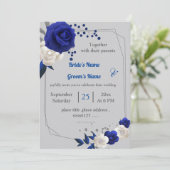 Koninklijke Blauwe Witte Bloemen Geometrische Brui Kaart (Staand voorkant)