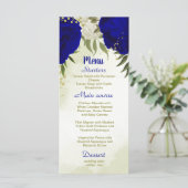 Koninklijke Blauwe Witte Bloemen Groene bladeren B Menu (Staand voorkant)