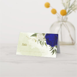 Koninklijke Blauwe Witte Bloemen Groene bladeren B Plaatskaartje