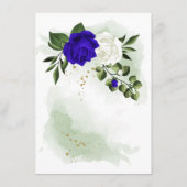 Koninklijke blauwe witte florale groenery details  informatiekaartje (Achterkant)