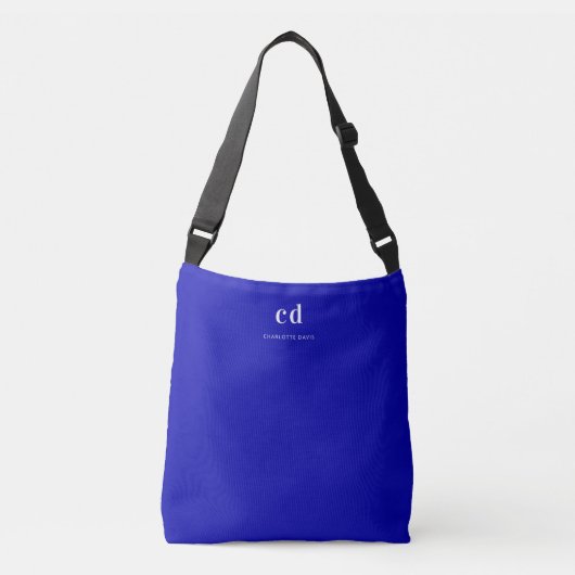 Koninklijke blauwe witte monogram initiaal crossbody tas (Voorkant)
