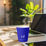 Koninklijke blauwe witte monogram initiaal latte mok<br><div class="desc">Een royal blue gekleurde achtergrond. Personaliseer en voeg een naam en monogram brieven toe. Witte letters.</div>