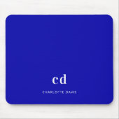 Koninklijke blauwe witte monogram initiaal muismat (Voorkant)