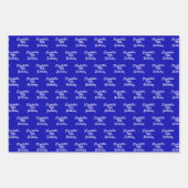 Koninklijke blauwe witte naam script minimalistisc inpakpapier vel (Voorkant)