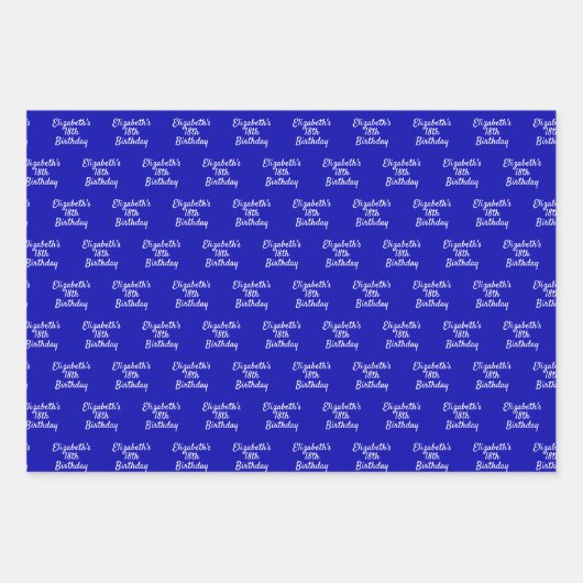 Koninklijke blauwe witte naam script minimalistisc inpakpapier vel (Voorkant)