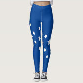 Koninklijke blauwe witte sterren leggings (Voorkant)