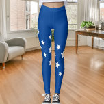 Koninklijke blauwe witte sterren leggings<br><div class="desc">Een eenvoudig diagonaal patroon met witte sterren op een koningsblauwe achtergrond.</div>