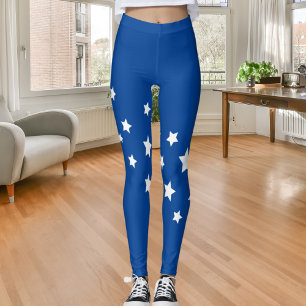 Koninklijke blauwe witte sterren leggings