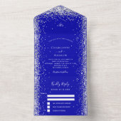 Koninklijke blauwe witte zilvervp bruiloft all in one uitnodiging (Binnen)