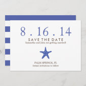 Koninklijke Blauwe Zeester Trouw Save the Date Kaart (Voorkant / Achterkant)