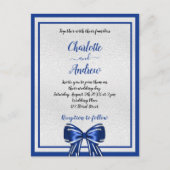 Koninklijke blauwe zilverboegelegant uitnodiging briefkaart (Voorkant)