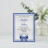 Koninklijke blauwe zilverboegelegant uitnodiging briefkaart (Staand voorkant)