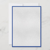 Koninklijke blauwe zilverboegelegante bruiloft kaart (Achterkant)