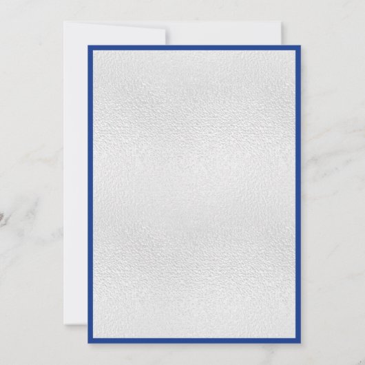 Koninklijke blauwe zilverboegelegante bruiloft kaart (Achterkant)