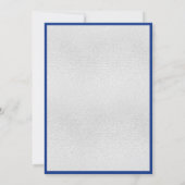 Koninklijke blauwe zilverboegelegante luxebruiloft kaart (Achterkant)