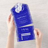 Koninklijke blauwe zilveren ballonnen op verjaarda all in one uitnodiging (Afscheurbaar)