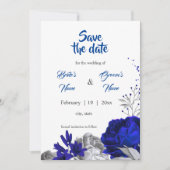 Koninklijke Blauwe Zilveren Bloemen Botanische Sav Kaart (Voorkant)