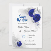 Koninklijke Blauwe Zilveren Bloemen Botanische Sav Kaart (Voorkant)