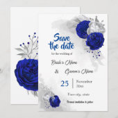 Koninklijke Blauwe Zilveren Bloemen Botanische Sav Kaart (Voorkant / Achterkant)