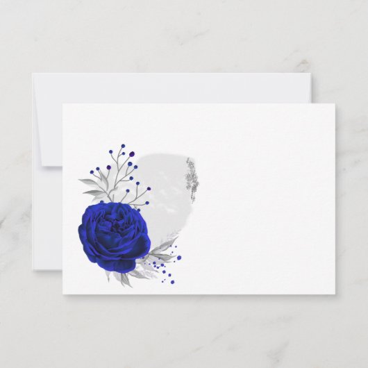 Koninklijke Blauwe Zilveren Bloemen Dank u kaart (Achterkant)