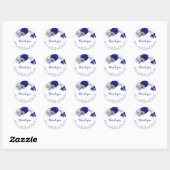 Koninklijke Blauwe & Zilveren Bloemen Dank u Ronde Sticker (Vel)