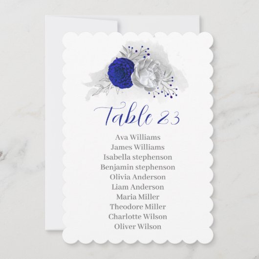 Koninklijke Blauwe Zilveren Bloemen Zitkaart Kaart (Voorkant)