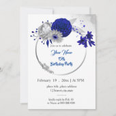 Koninklijke Blauwe Zilveren Bloemkrans Verjaardag Kaart (Voorkant)