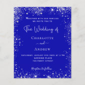 Koninklijke blauwe zilveren QR RSVP trouwuitnodigi (Voorkant)
