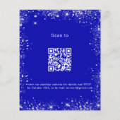 Koninklijke blauwe zilveren QR RSVP trouwuitnodigi Flyer (Achterkant)