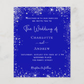 Koninklijke blauwe zilveren QR RSVP trouwuitnodigi Flyer (Voorkant)