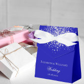 Koninklijke blauwe zilverglitter bruiloft bedankdoosjes