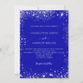 Koninklijke blauwe zilverglitter elegante luxebrui kaart (Voorkant)