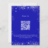 Koninklijke blauwe zilverglitter QR-code RSVP brui Kaart (Achterkant)